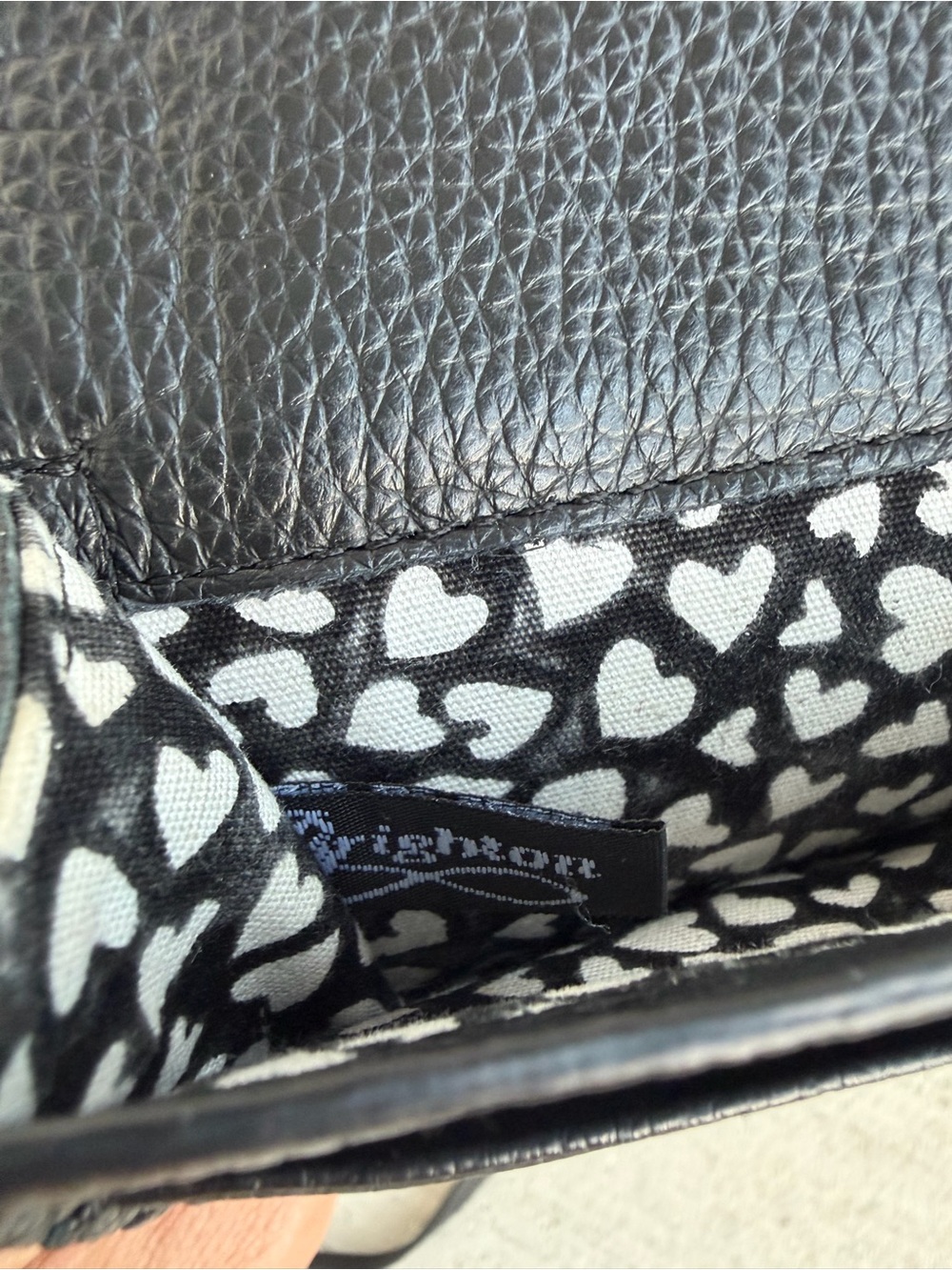 Brighton Leather Phone Crossbody Wallet Bag Black Embossed Love Hearts - Picture 6 of 6